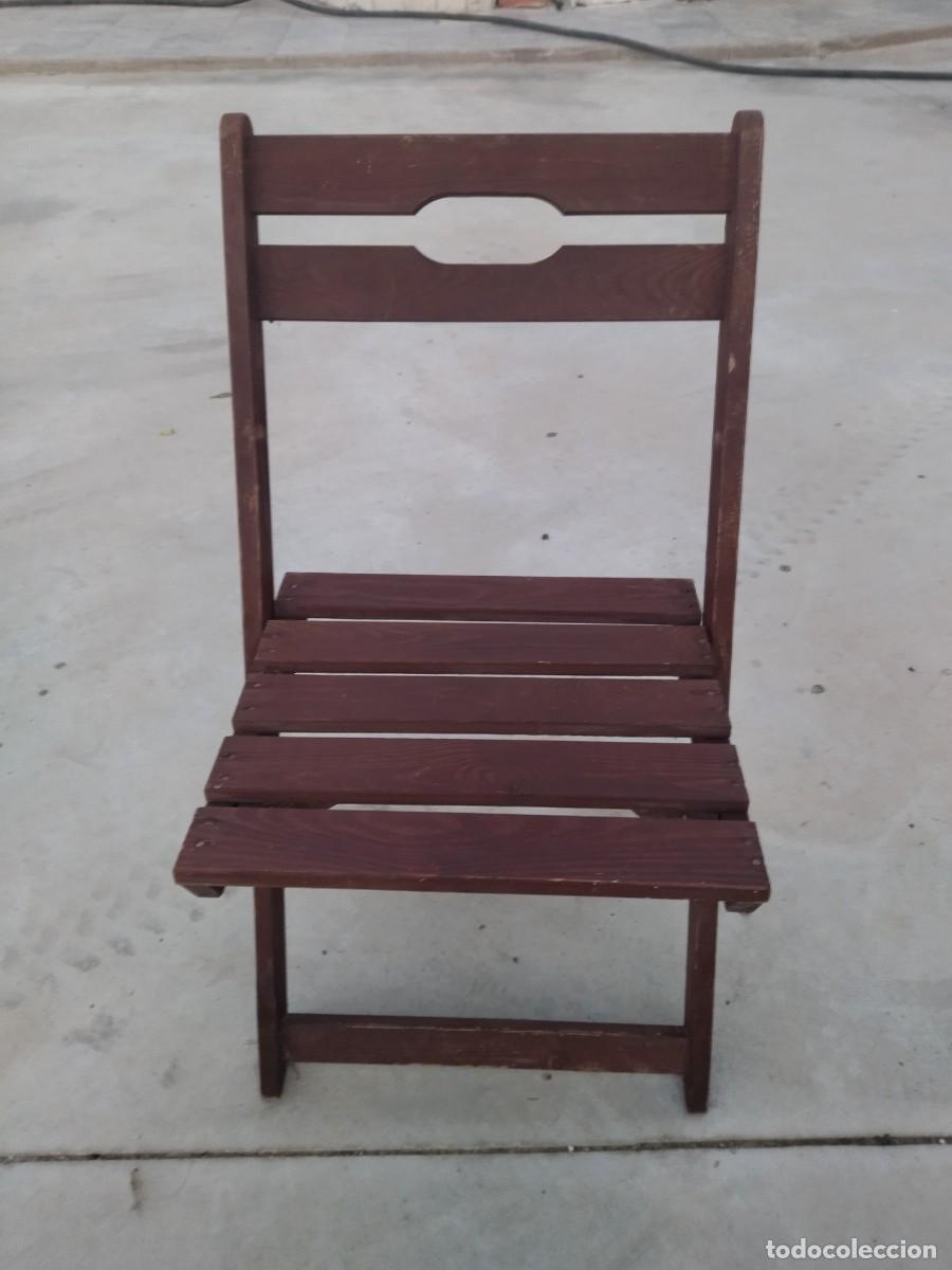 Vintage: Antigua silla plegable, de madera. - Foto 2
