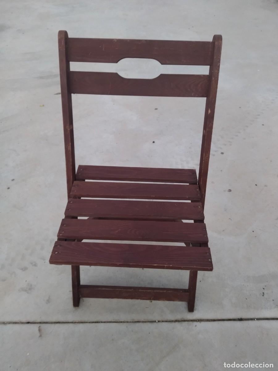 Vintage: Antigua silla plegable, de madera. - Foto 3