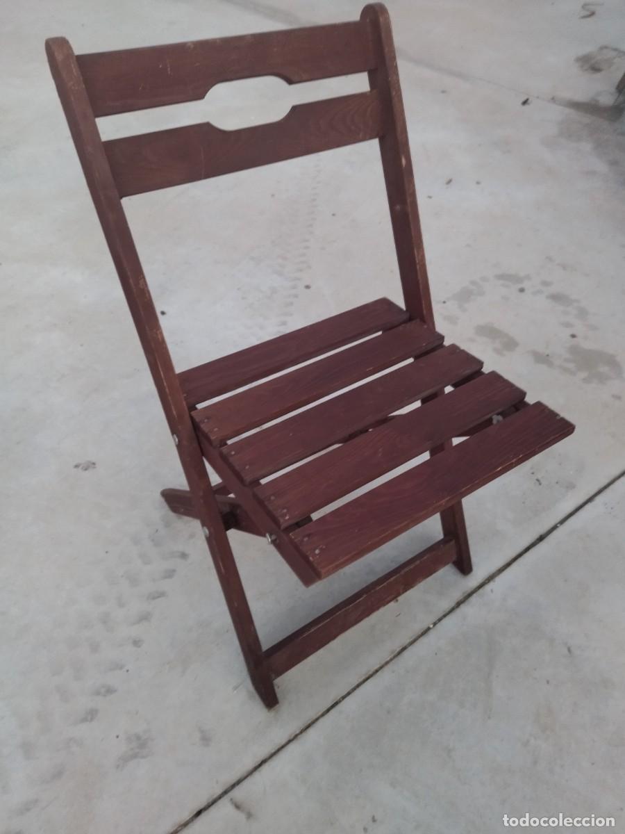 Vintage: Antigua silla plegable, de madera. - Foto 4