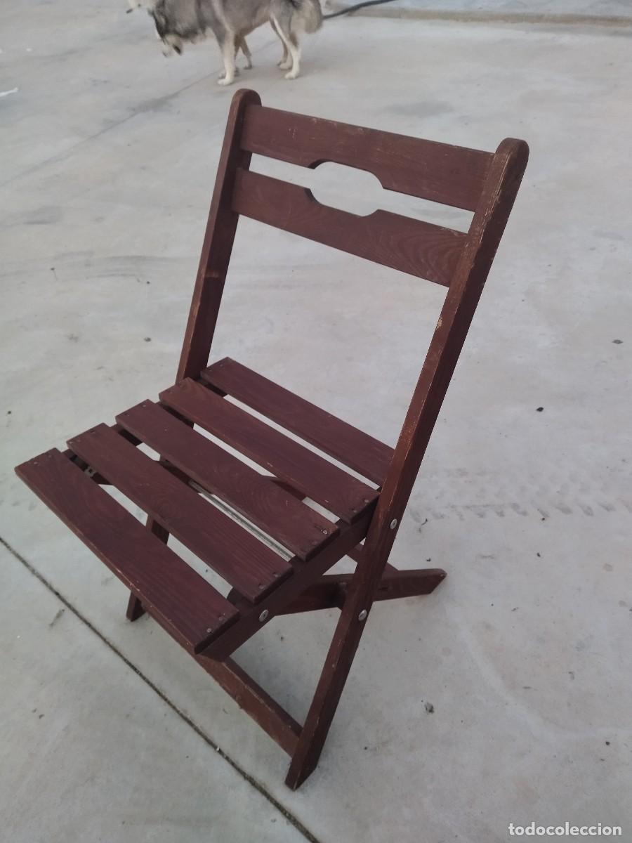 Vintage: Antigua silla plegable, de madera. - Foto 5