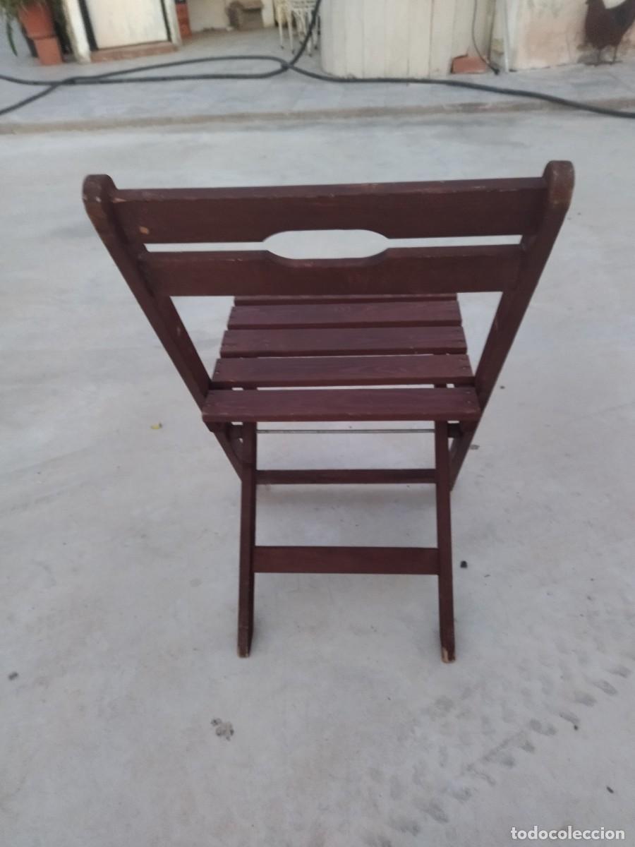 Vintage: Antigua silla plegable, de madera. - Foto 6