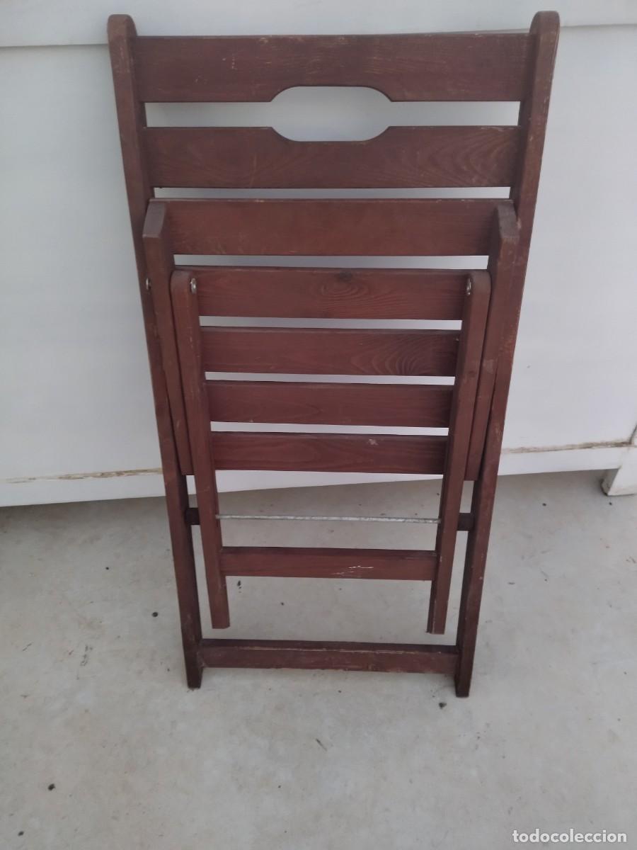 Vintage: Antigua silla plegable, de madera. - Foto 7
