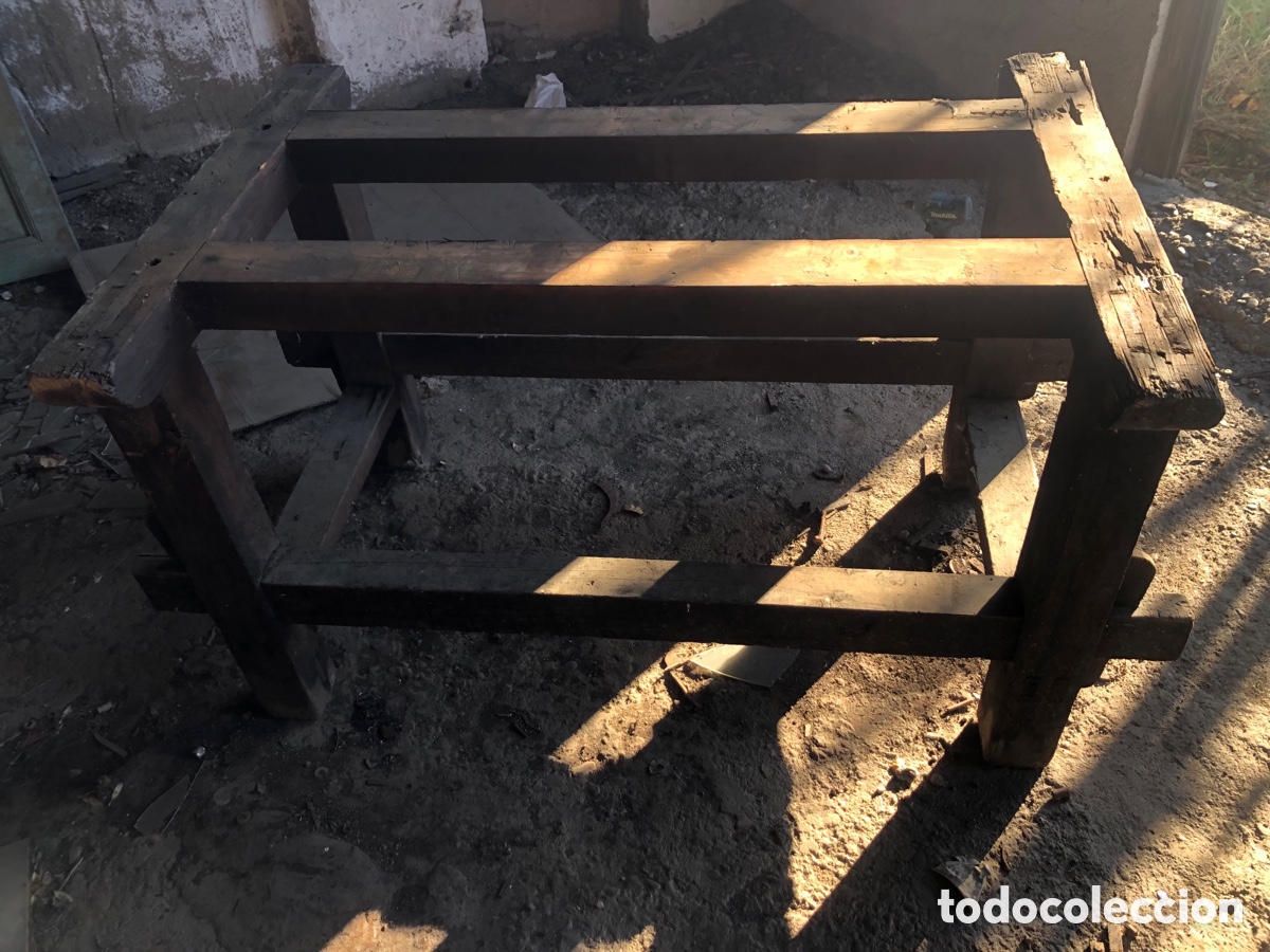 Vintage: Estructura de mesa industrial de madera - Foto 2