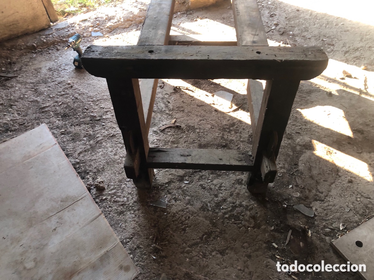 Vintage: Estructura de mesa industrial de madera - Foto 3