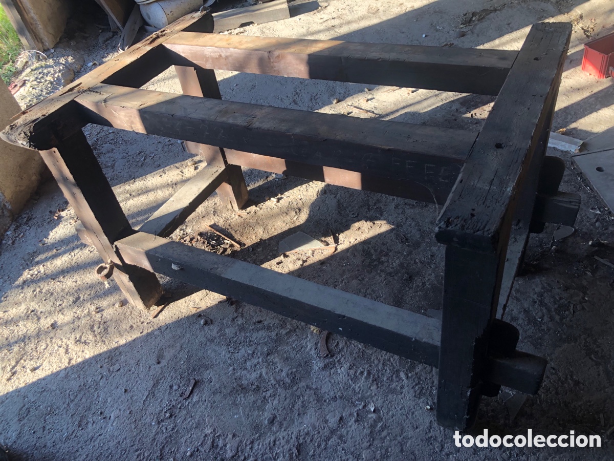 Vintage: Estructura de mesa industrial de madera - Foto 4