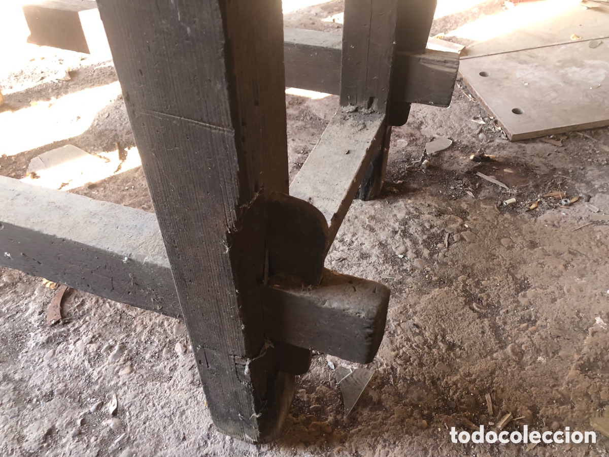 Vintage: Estructura de mesa industrial de madera - Foto 5