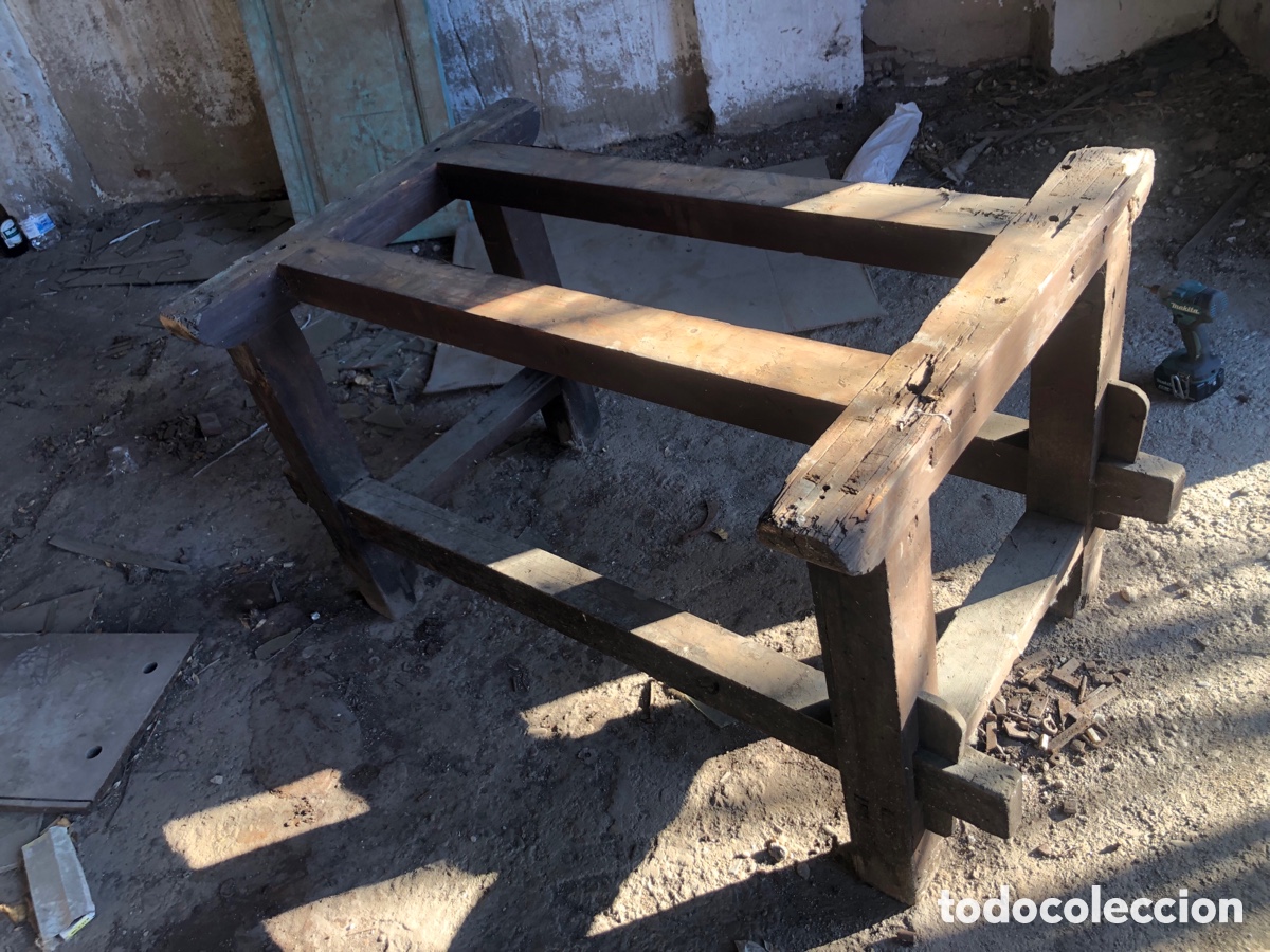 Vintage: Estructura de mesa industrial de madera - Foto 1