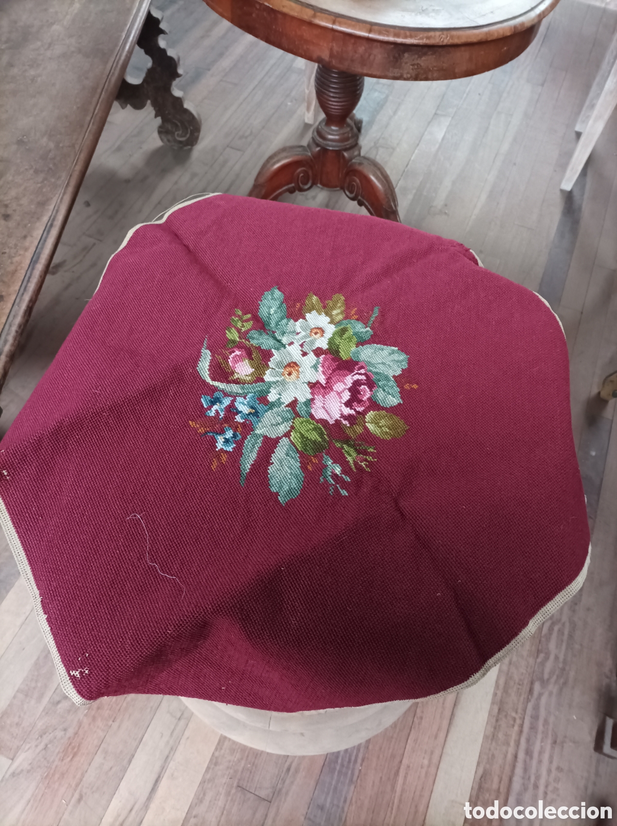 Vintage: Sill&oacute;n vintage con asiento de petit point - Foto 6
