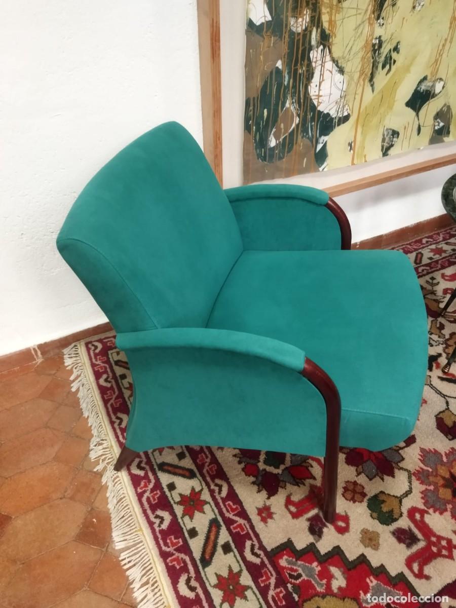 Vintage: Butaca entelada en azul - Foto 3