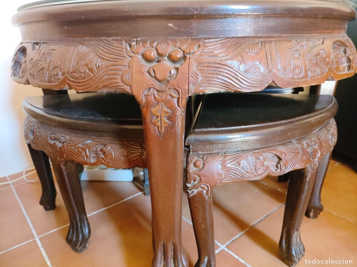 Vintage: Mesa oriental tallada - Foto 3