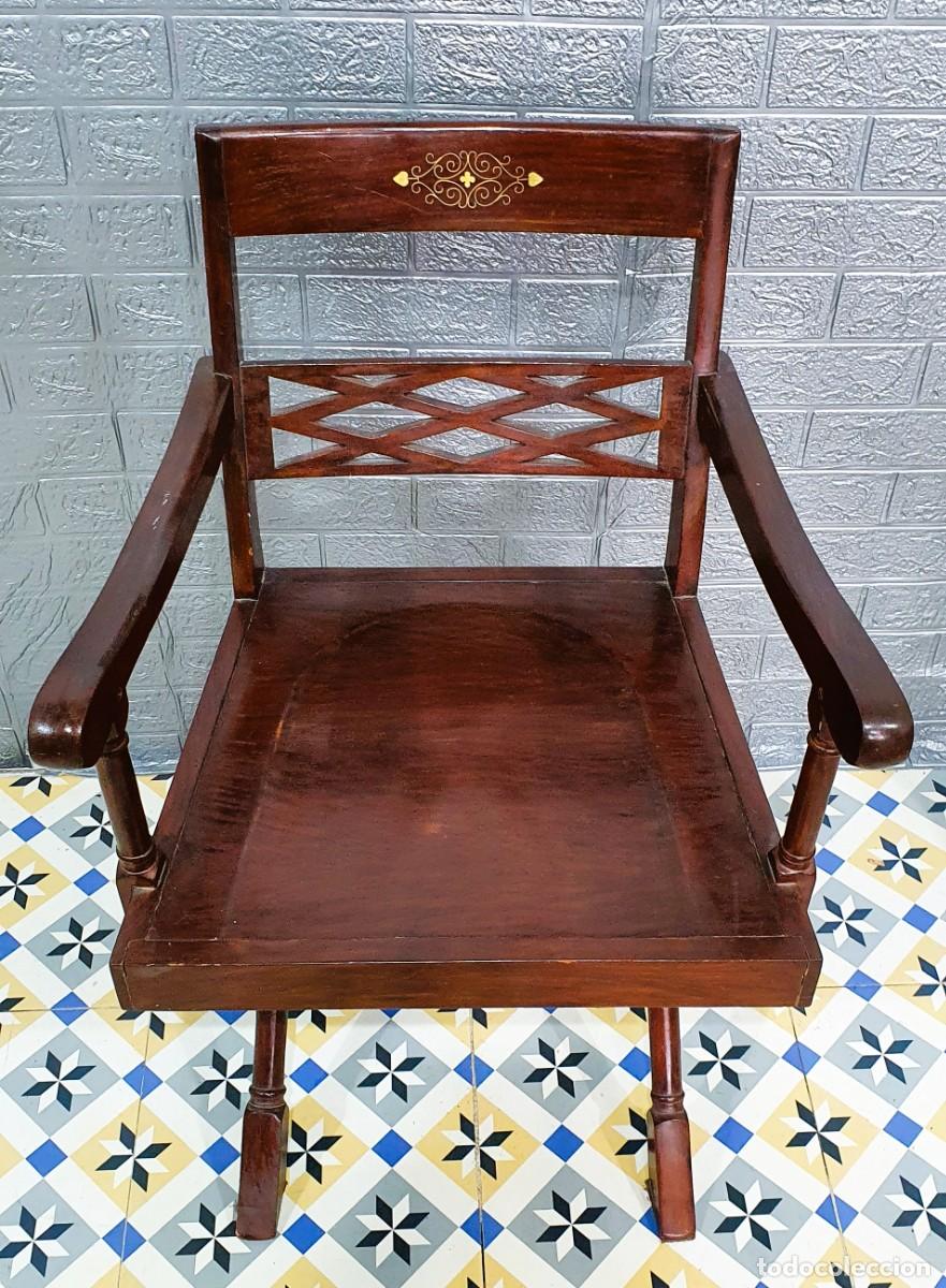 Vintage: Sill&oacute;n vintage con incrustaciones de metal - Foto 3