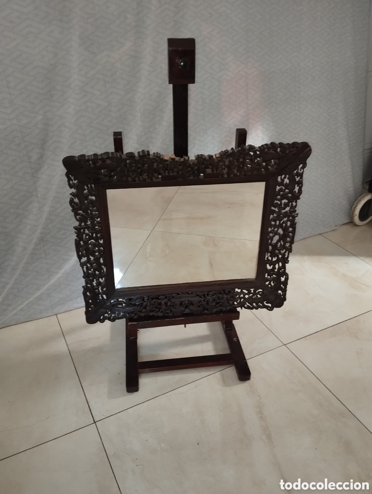 Vintage: Espejo labrado de madera antiguo - Foto 2