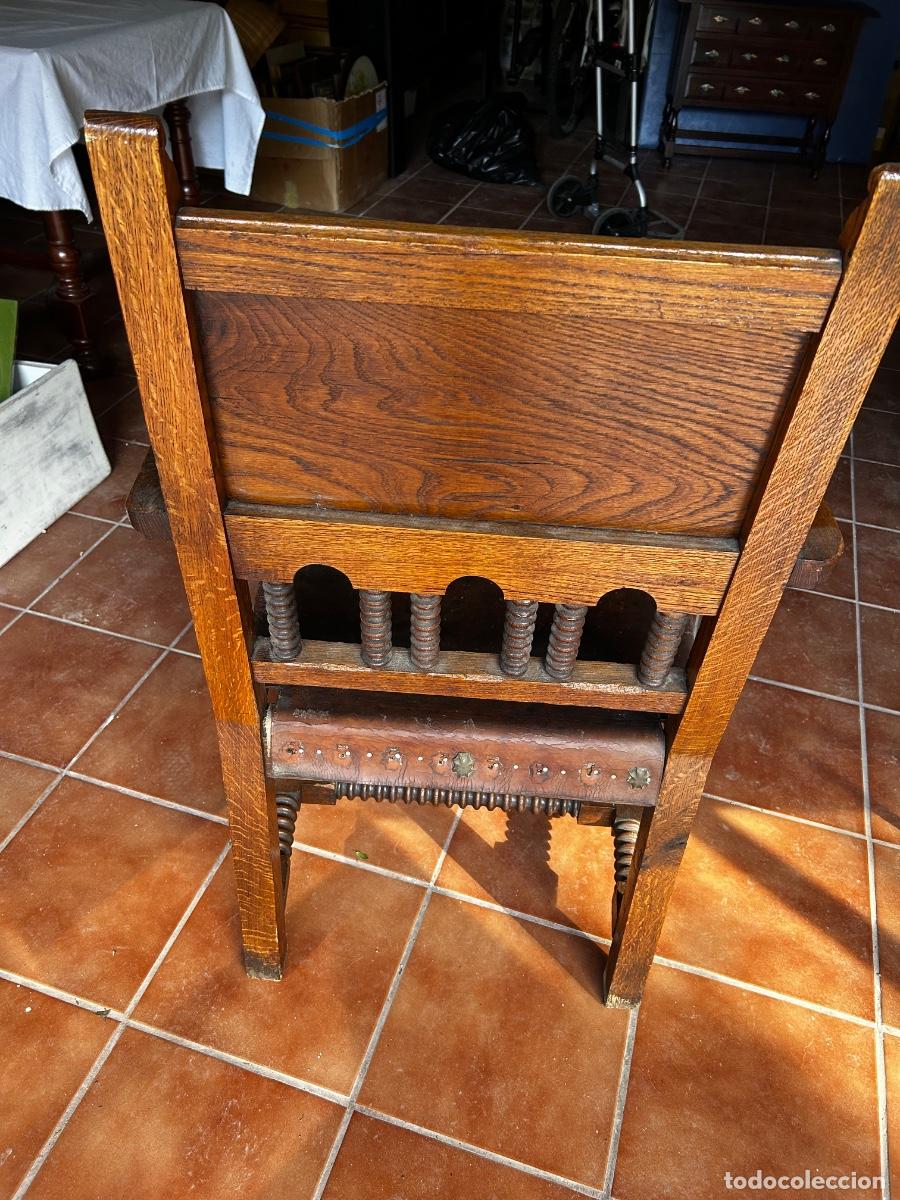 Vintage: Sill&oacute;n antiguo de madera y piel - Foto 2