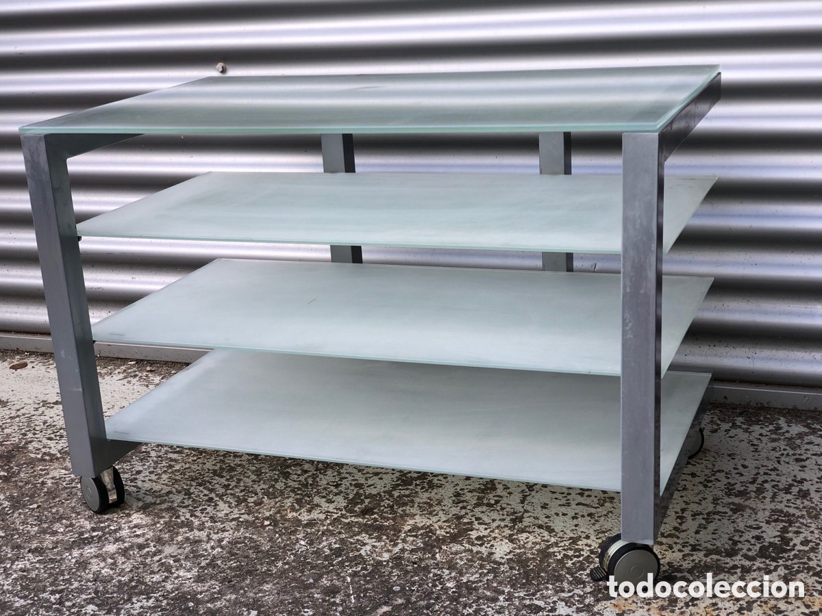 Vintage: MESA DE CENTRO DE CRISTAL Y METAL - Foto 2