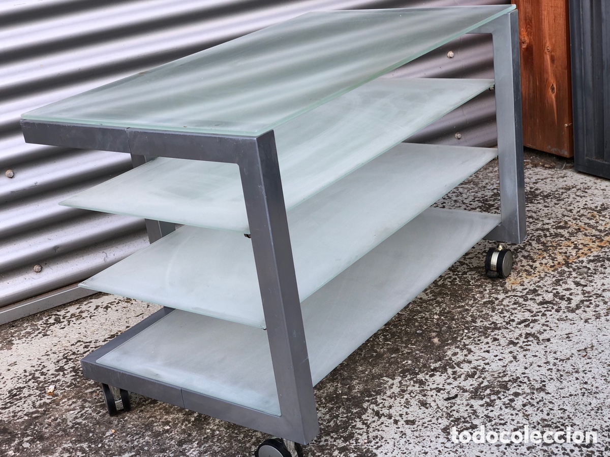 Vintage: MESA DE CENTRO DE CRISTAL Y METAL - Foto 3