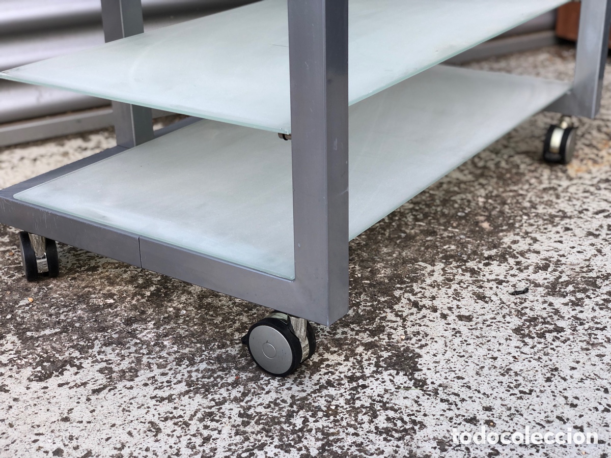 Vintage: MESA DE CENTRO DE CRISTAL Y METAL - Foto 4