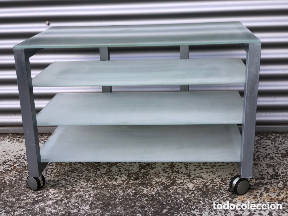 Vintage: MESA DE CENTRO DE CRISTAL Y METAL - Foto 1