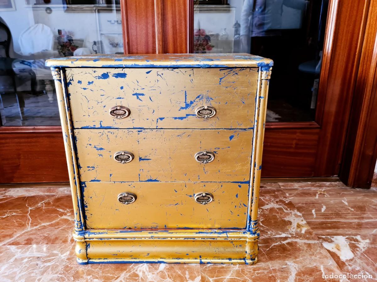 Vintage: mesita azul y dorado - Foto 1
