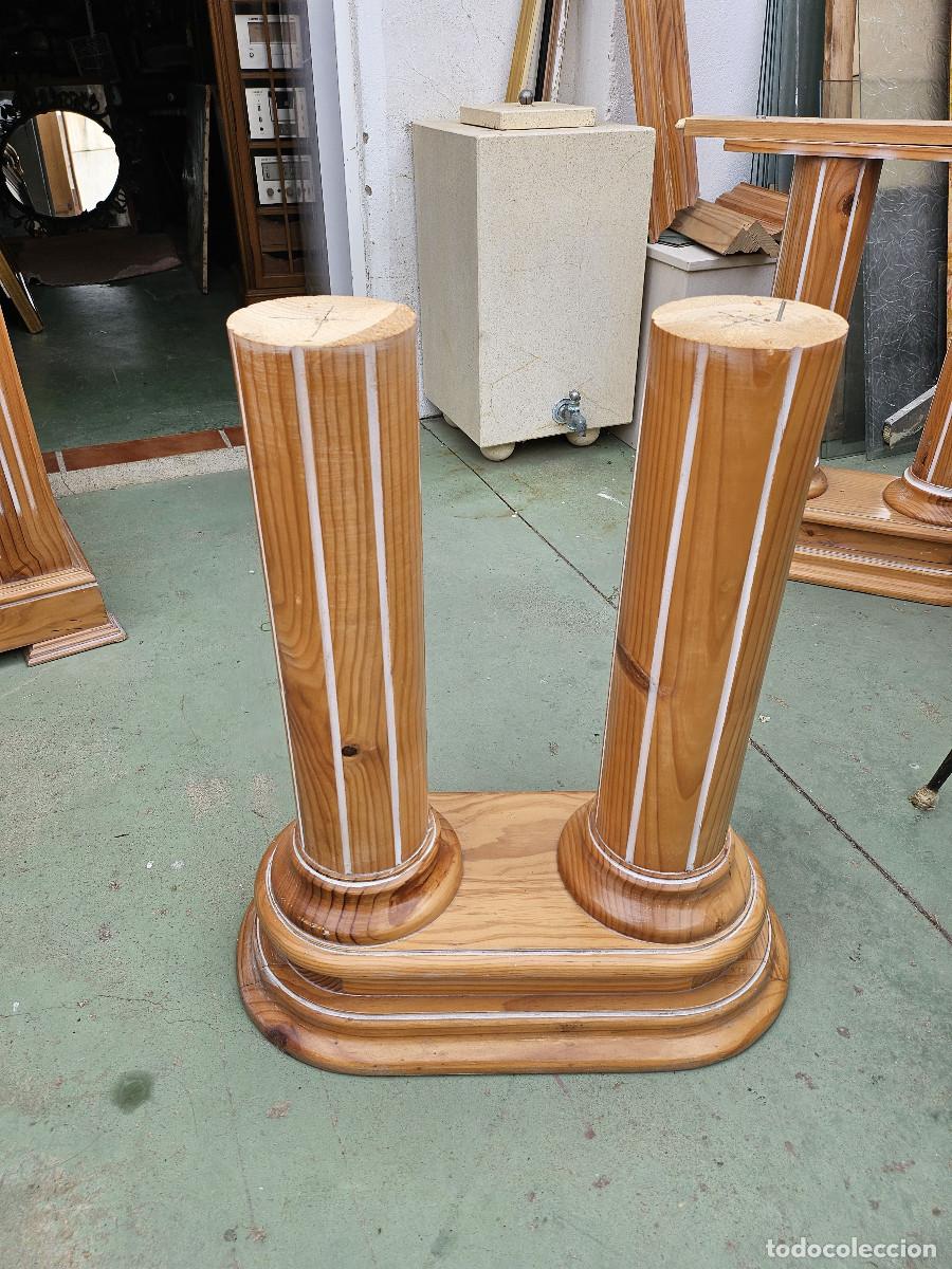 Vintage: 2 columnas de maderas para mesas o consolas - Foto 1