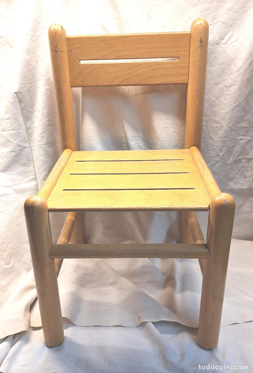 Vintage: Silla Infantil Colegio Guarderia Gonzaga Medi Italia madera de Haya. Med. 58 cm