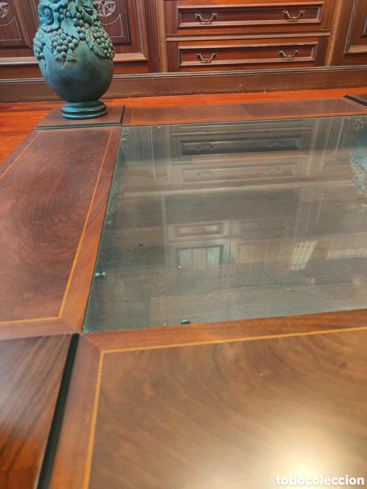 Vintage: Mesa centro cristal madera - Foto 3