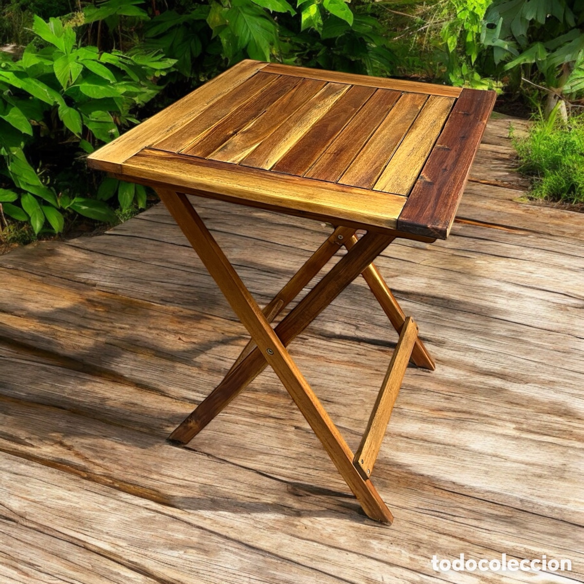 Vintage: Mesa auxiliar plegable de pino - Foto 1