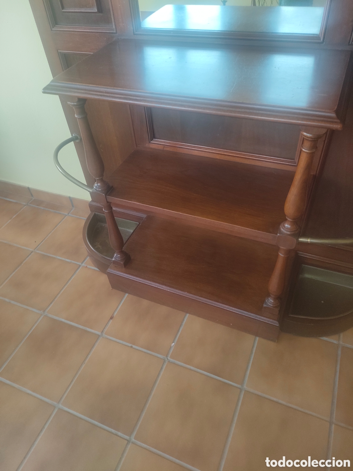 Vintage: Recibidor perchero madera con espejo - Foto 2
