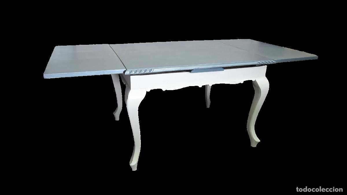 Vintage: MESA COMEDOR EXTENSIBLE CON ALAS AZUL Y BLANCA - Foto 1