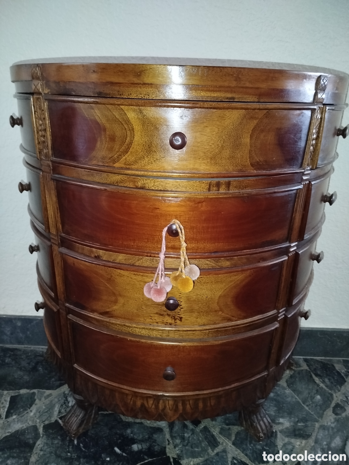 Vintage: Mesa semicircular de madera con m&uacute;ltiples cajones - Foto 3