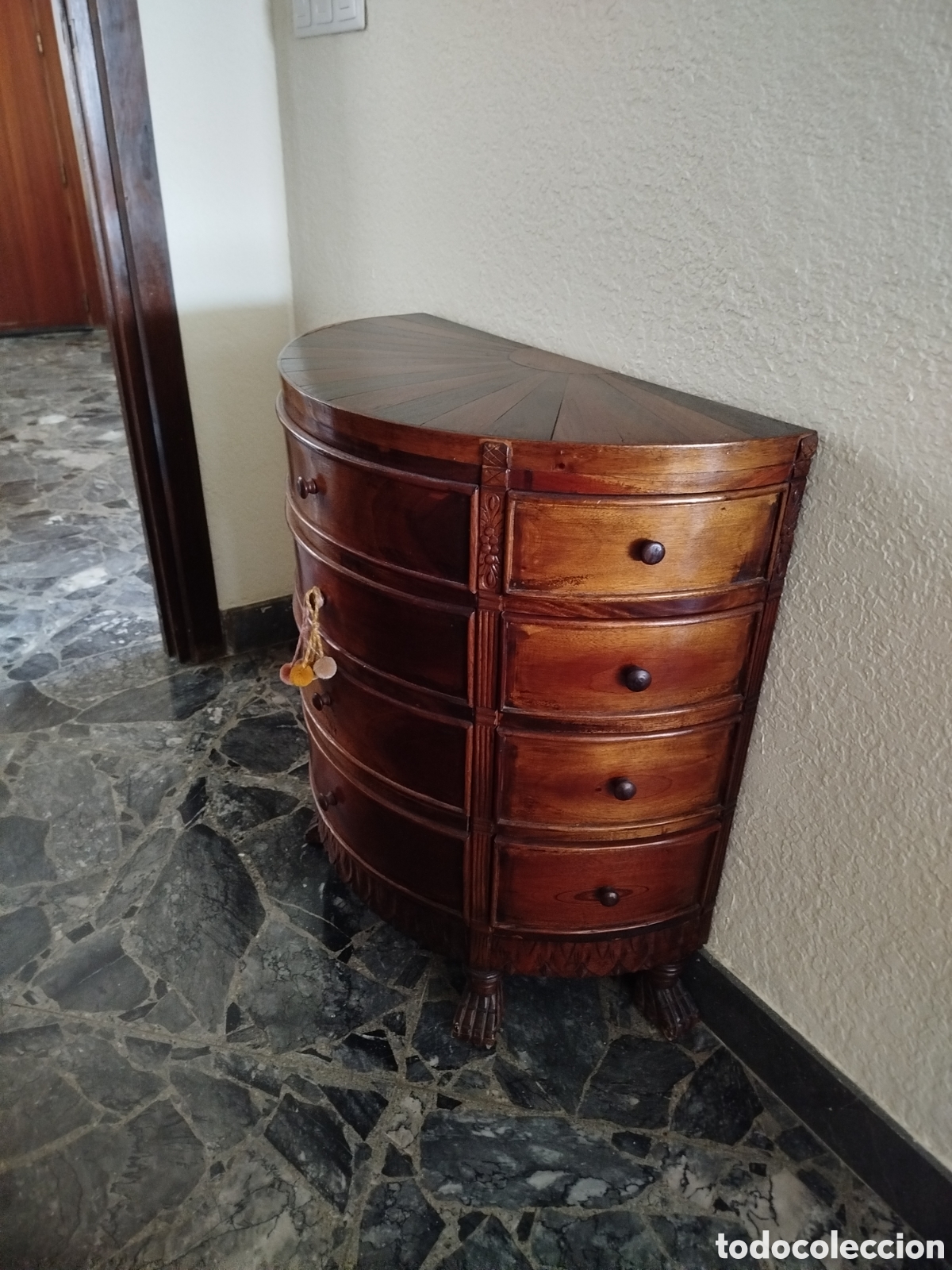 Vintage: Mesa semicircular de madera con m&uacute;ltiples cajones - Foto 4