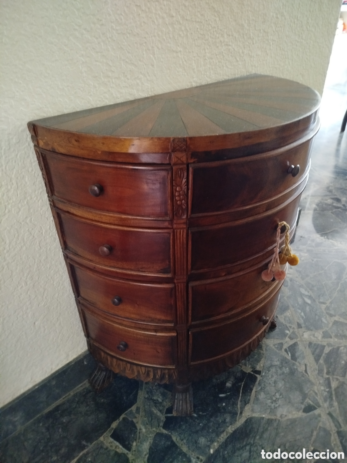 Vintage: Mesa semicircular de madera con m&uacute;ltiples cajones - Foto 1