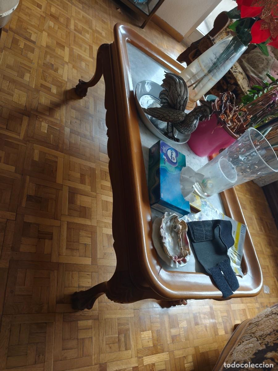 Vintage: Mesa baja de comedor de madera y m&aacute;rmol - Foto 1