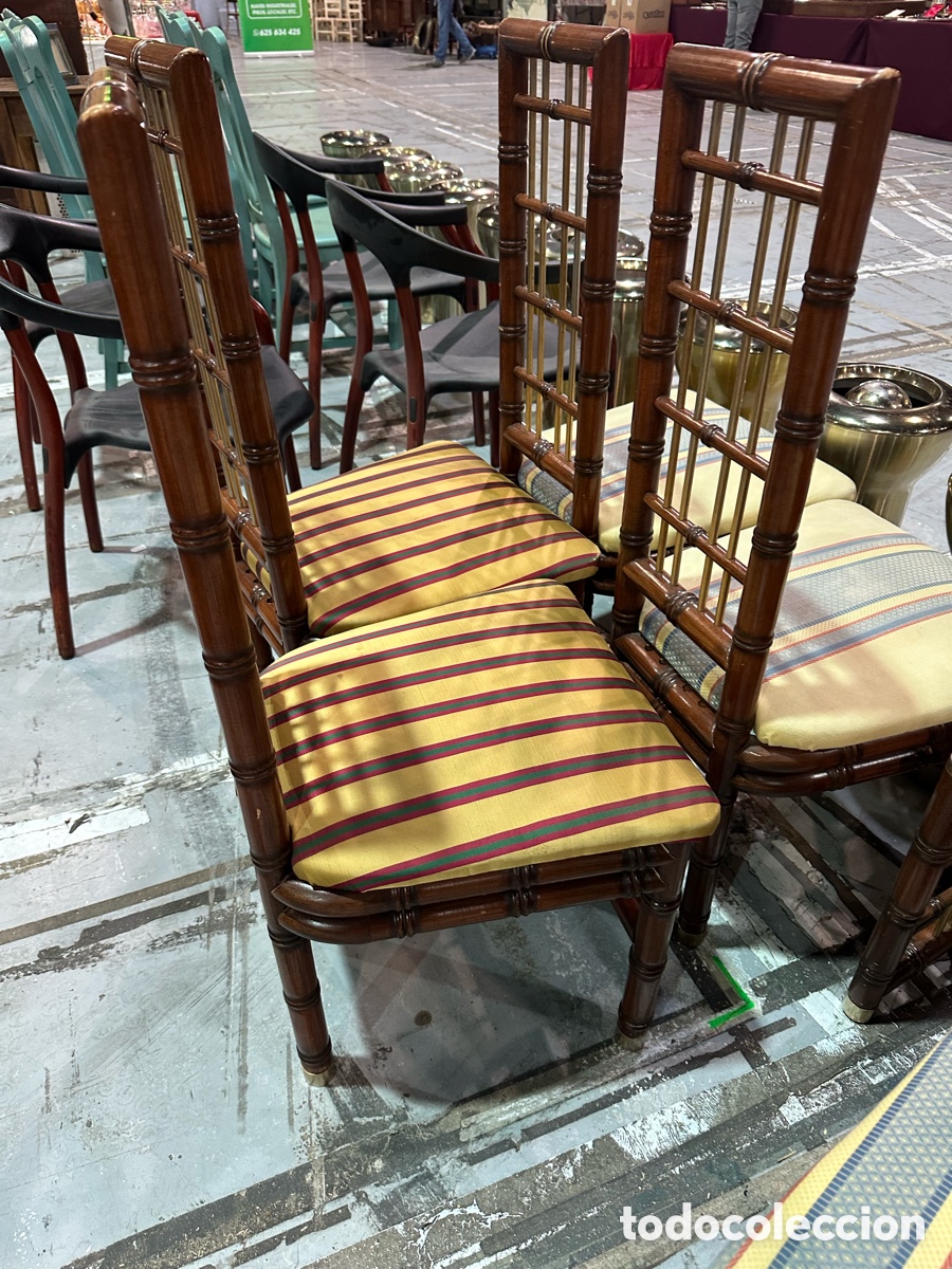 Vintage: Sillas madera imitaci&oacute;n bamb&uacute; tipo Valenti - Foto 4