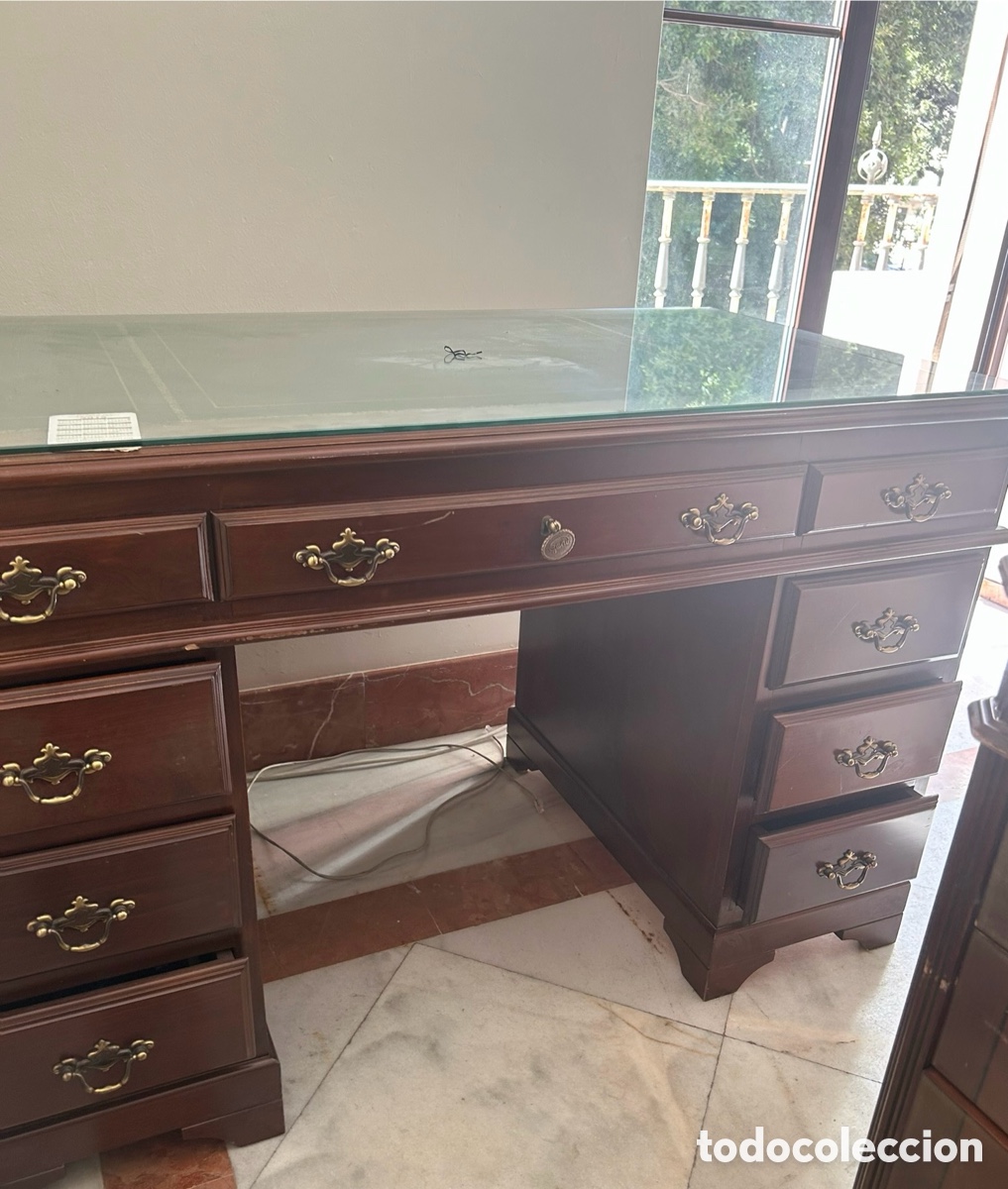 Vintage: Mesa de despacho de madera maciza, estilo ingl&eacute;s - Foto 2