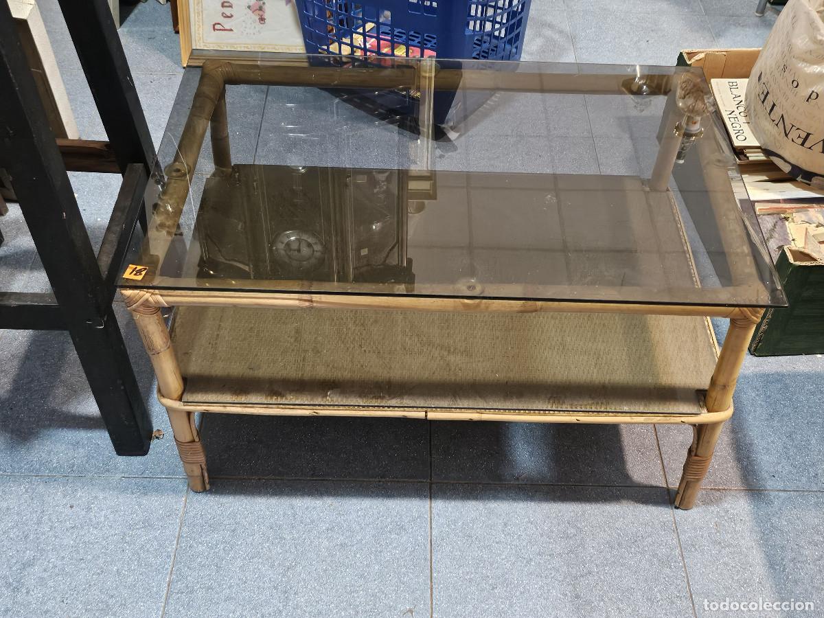 Vintage: mesa de cristal de ca&ntilde;a vintage - Foto 1