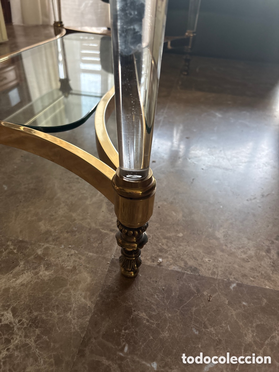 Vintage: Mesa de centro cristal y metal dorado - Foto 2