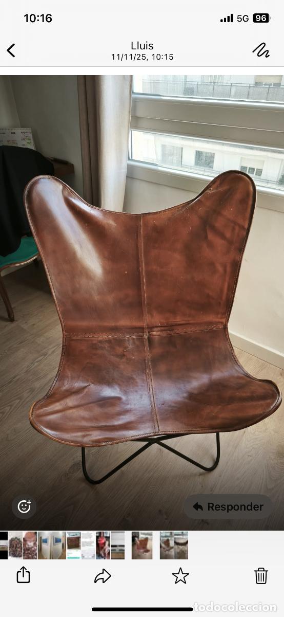 Vintage: Sill&oacute;n mariposa Cuero - Foto 1