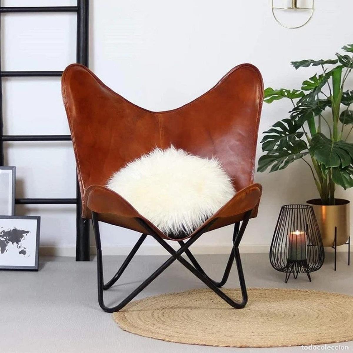 Vintage: Sill&oacute;n mariposa Cuero - Foto 3