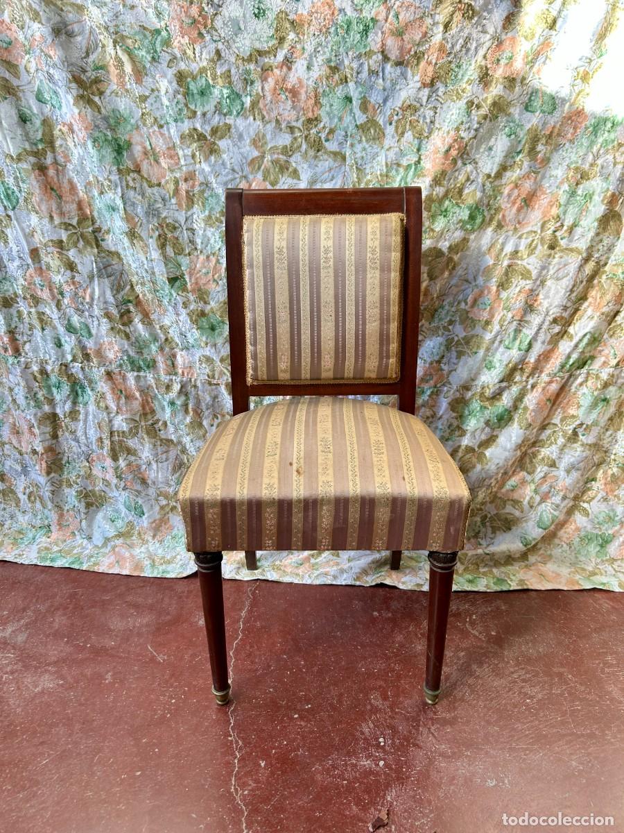 Vintage: Silla de caoba tapizado rayas - Foto 1