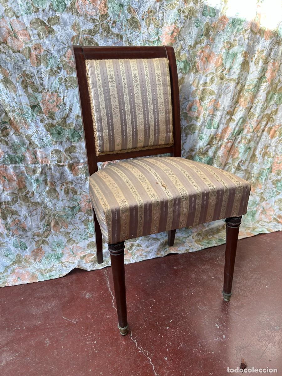Vintage: Silla de caoba tapizado rayas - Foto 2