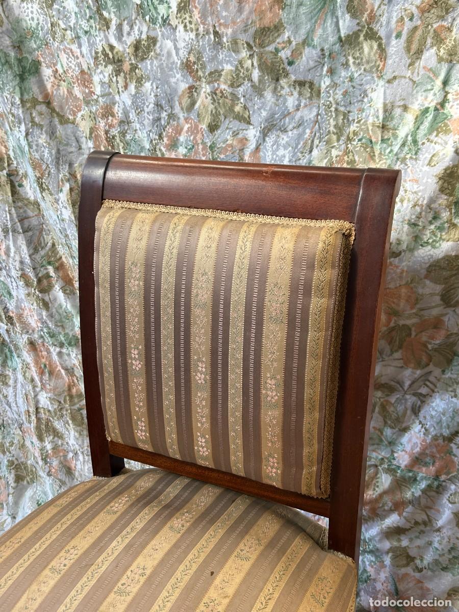 Vintage: Silla de caoba tapizado rayas - Foto 4