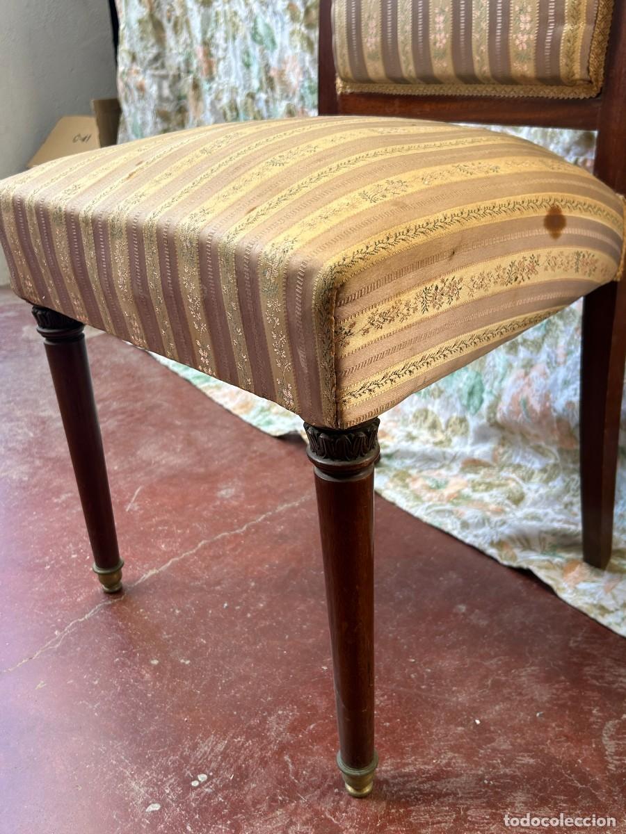 Vintage: Silla de caoba tapizado rayas - Foto 5