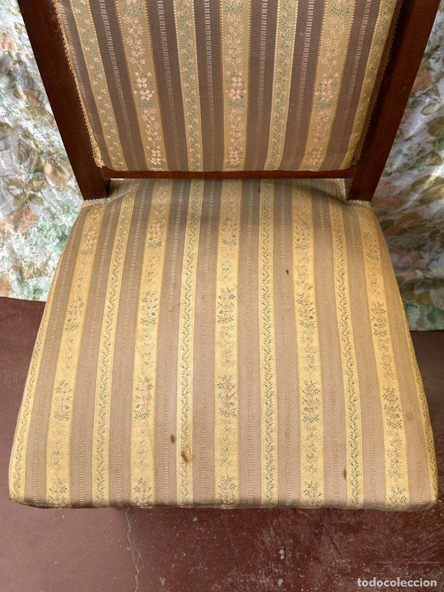 Vintage: Silla de caoba tapizado rayas - Foto 6