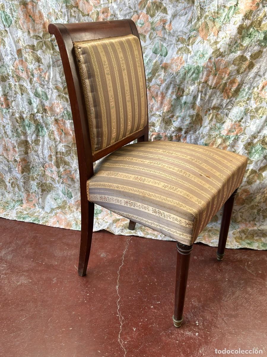 Vintage: Silla de caoba tapizado rayas - Foto 7