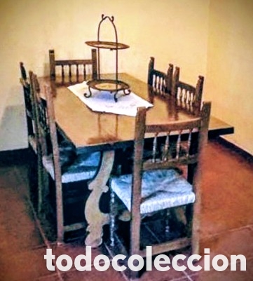 Vintage: Mesa madera maciza y 6 sillas - Foto 1