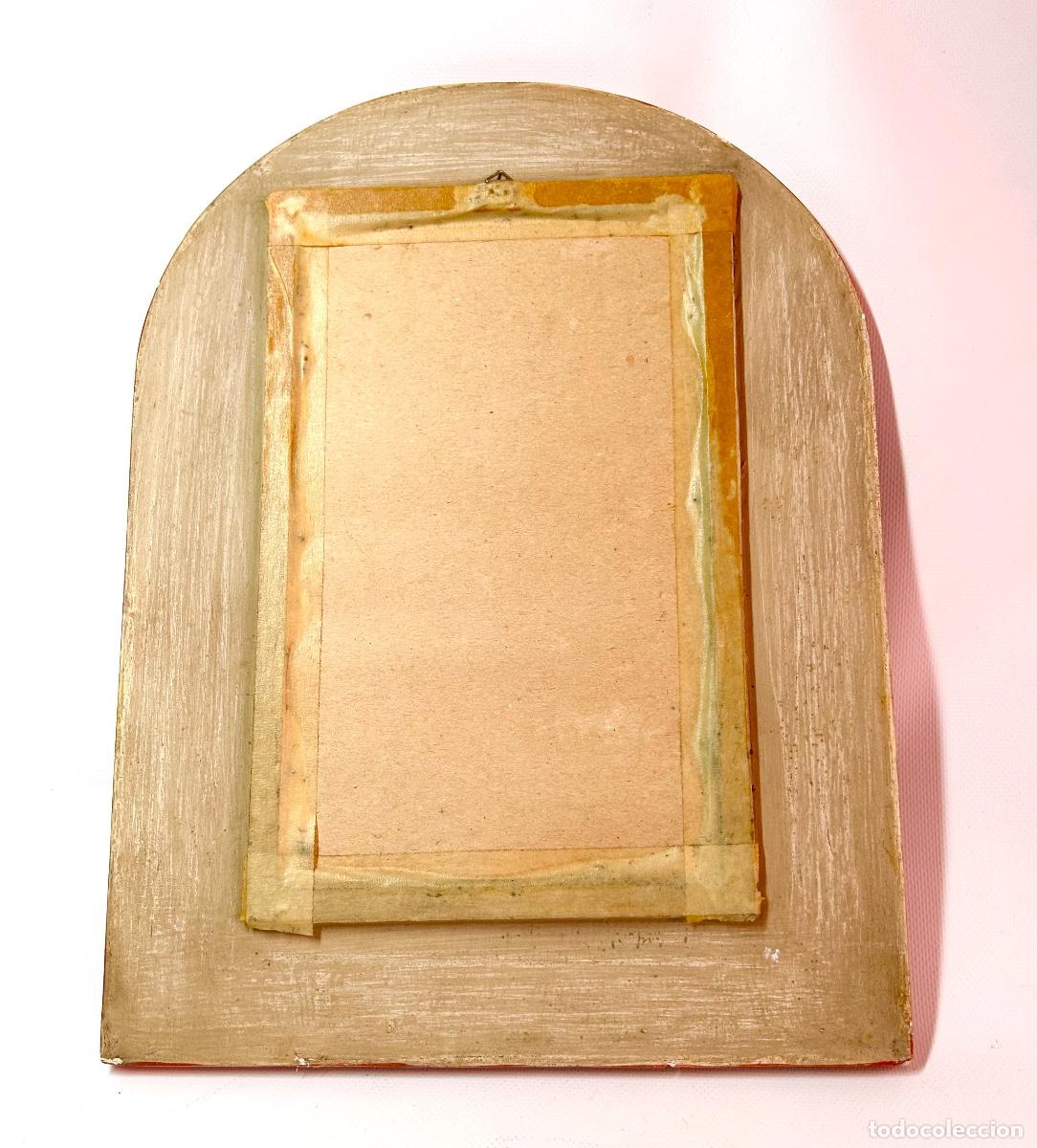 Vintage: Espejo semicircular en madera pintado a mano - Foto 8