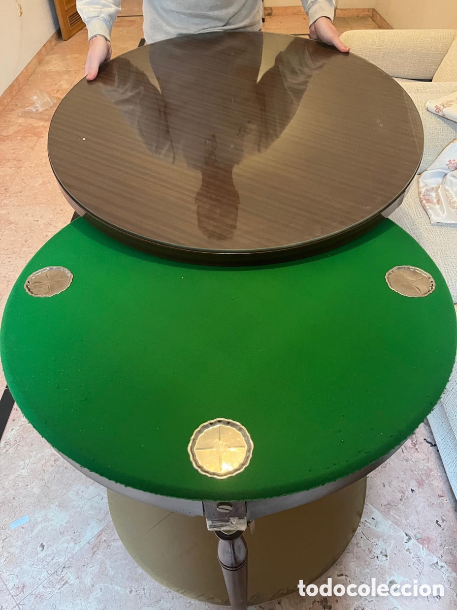 Vintage: Mesa de p&oacute;ker de madera maciza - Foto 1