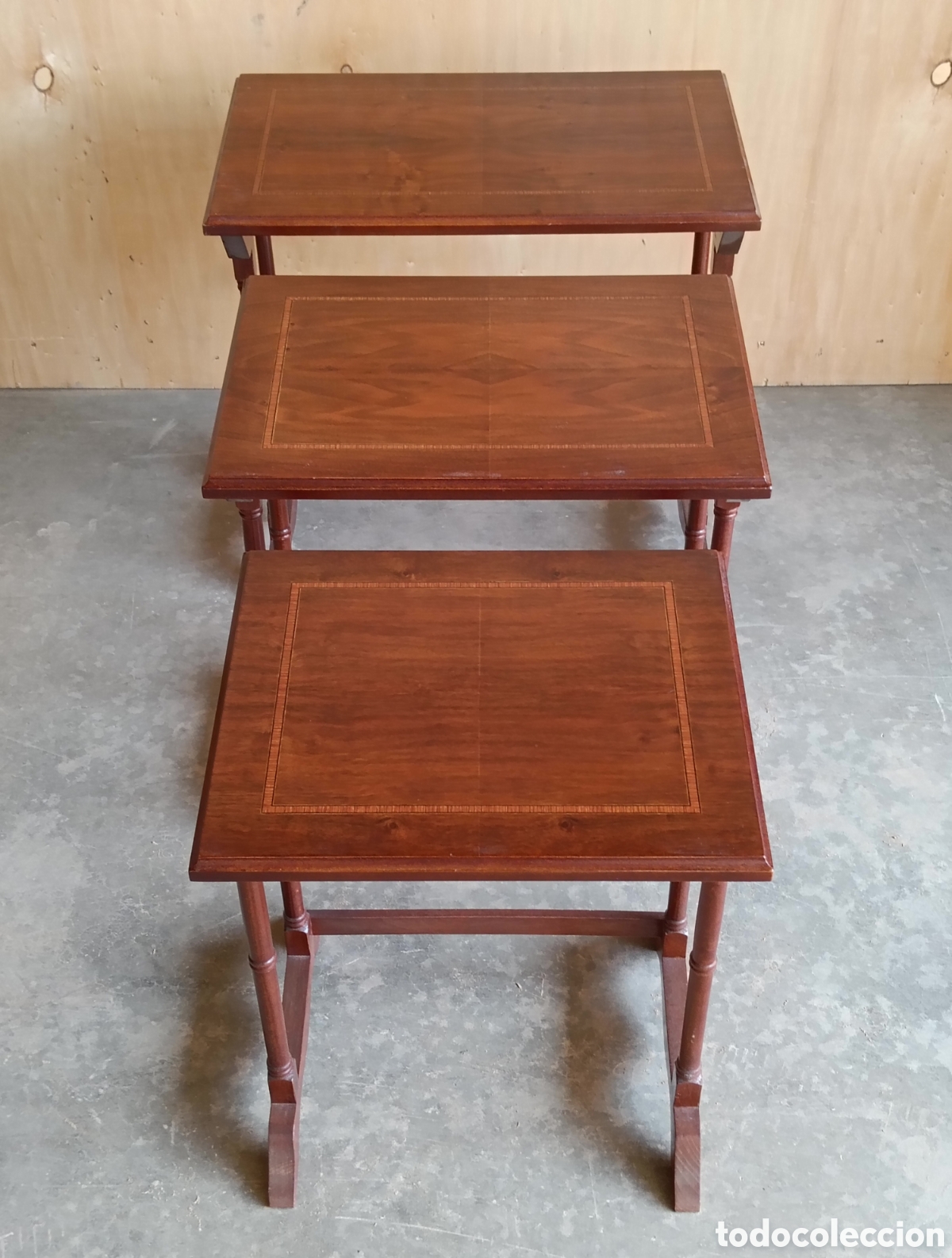 Vintage: Conjunto de mesas nido con marqueter&iacute;a. - Foto 3