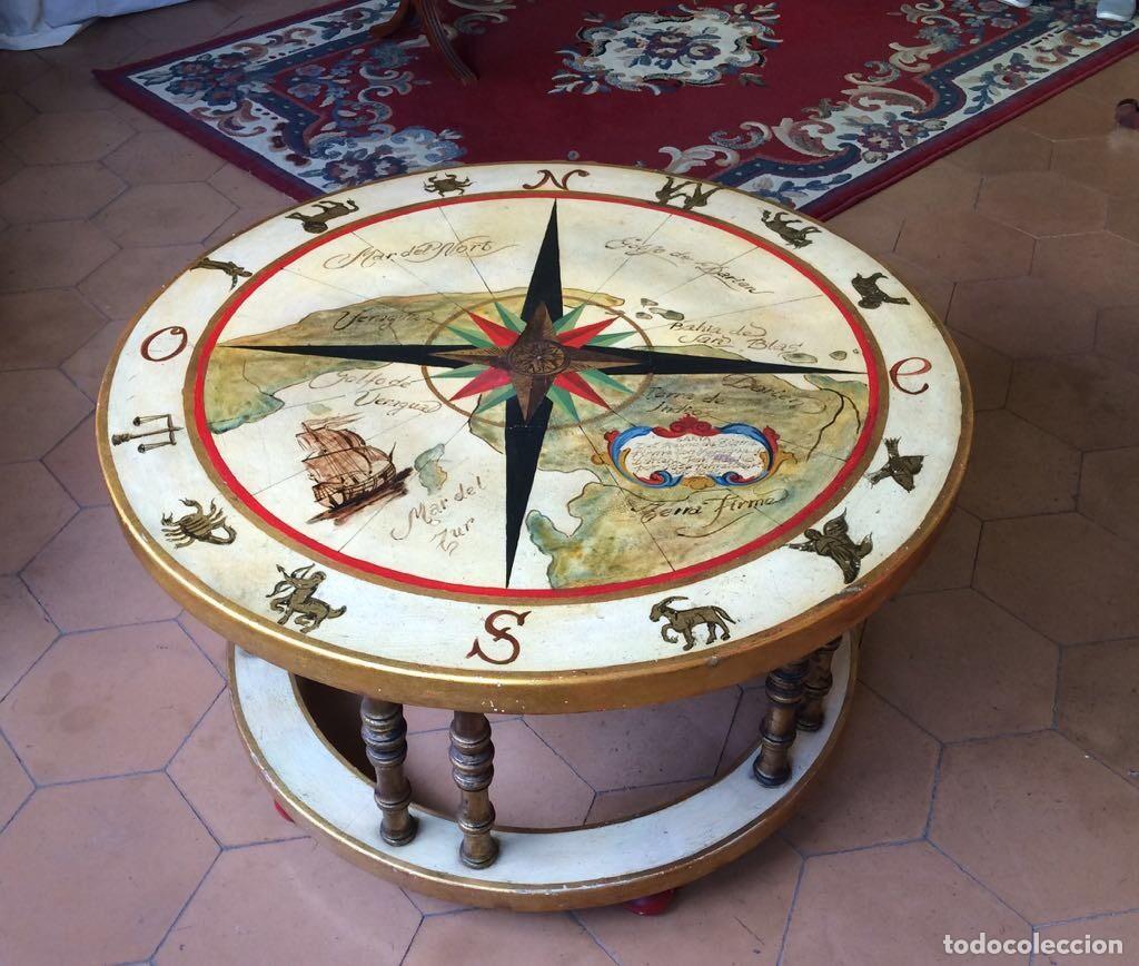 Vintage: Mesa de centro vintage policromada con hor&oacute;scopo. - Foto 1