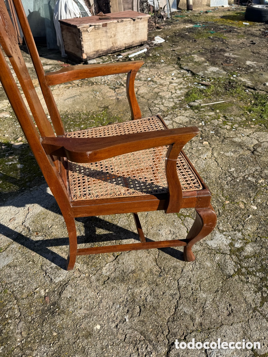 Vintage: Gran Sillon en Madera con asiento de rejilla - Foto 2